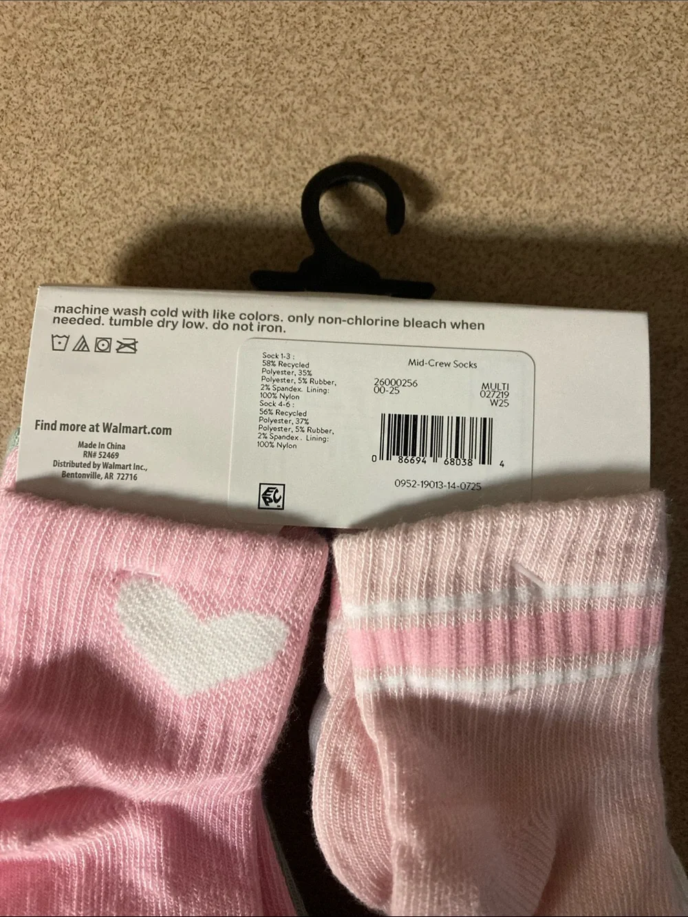 wonder nation Toddler Mid-Crew Socks in Lavender & White - 6 Pair